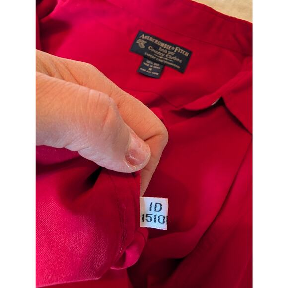 ABERCROMBIE & FITCH Women's Red Silk Blouse Medium Country Clothes Vintage - Picture 4 of 7
